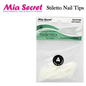 Mia Secret Nail Tips, Stiletto "Natural" Nail Tips (Size #1 - #10)