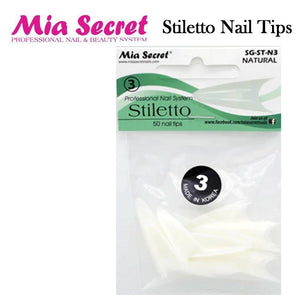 Mia Secret Nail Tips, Stiletto "Natural" Nail Tips (Size #1 - #10)