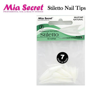 Mia Secret Nail Tips, Stiletto "Natural" Nail Tips (Size #1 - #10)