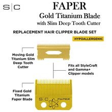 SC FAPER Gold Titanium Replacement Clipper Blade with Slim Deep Tooth Cutter (SC525G)