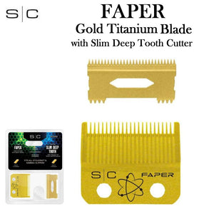 SC FAPER Gold Titanium Replacement Clipper Blade with Slim Deep Tooth Cutter (SC525G)