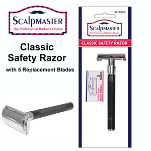 ScalpMaster Safety Razor with 5 Replacement Blades (SC-7000)