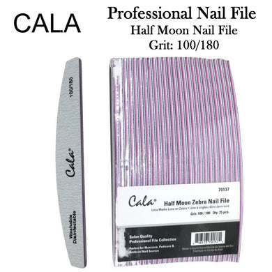 Cala Professional File - Half Moon Zebra Nail File Grit: 100/180