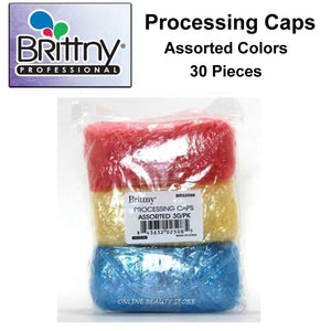 Brittny Processing Caps, Assorted Colors, 30 pieces