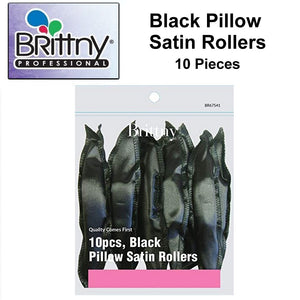 Brittny Black Pillow Satin Rollers, 10 pieces (BR67541)