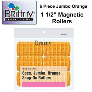 Brittny 1 1/2" Jumbo Orange Magnetic Rollers, 6 Piece (BR67205)