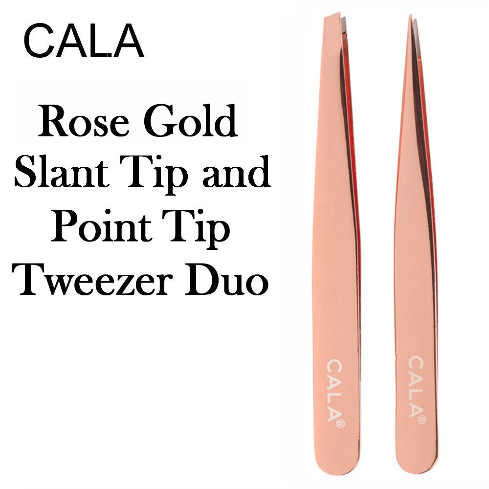 Cala Slant and Point Tip Tweezer Duo, Rose Gold (50921)