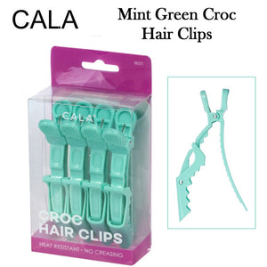 Cala Clips, Mint Green Croc Hair Clips, 4 pieces (66221)