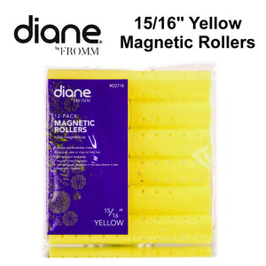 Diane Magnetic Rollers, 11/16" Yellow, 12 Pack (D4717)