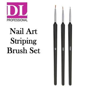 DL Professional 3 Piece Nail Art Striping Brush Set (DL-C502)