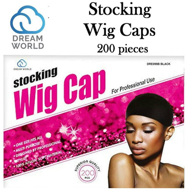 Dream World Black Stocking Wig Caps, 200 pieces (DRE099B Black)