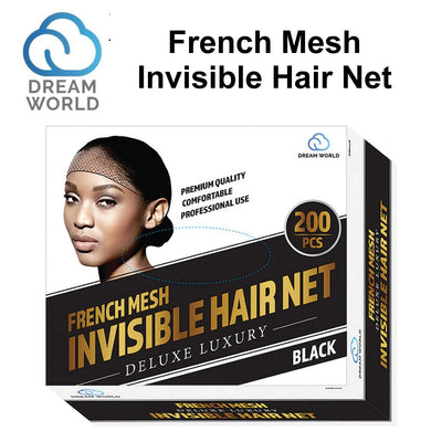 Dream World Black French Mesh Invisible Hair Net, 200 pieces (DRE127B)