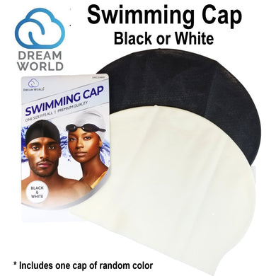 Dream World Swimming Cap, One Size Fits All [Random Color: Black or White] (DRE204BW)