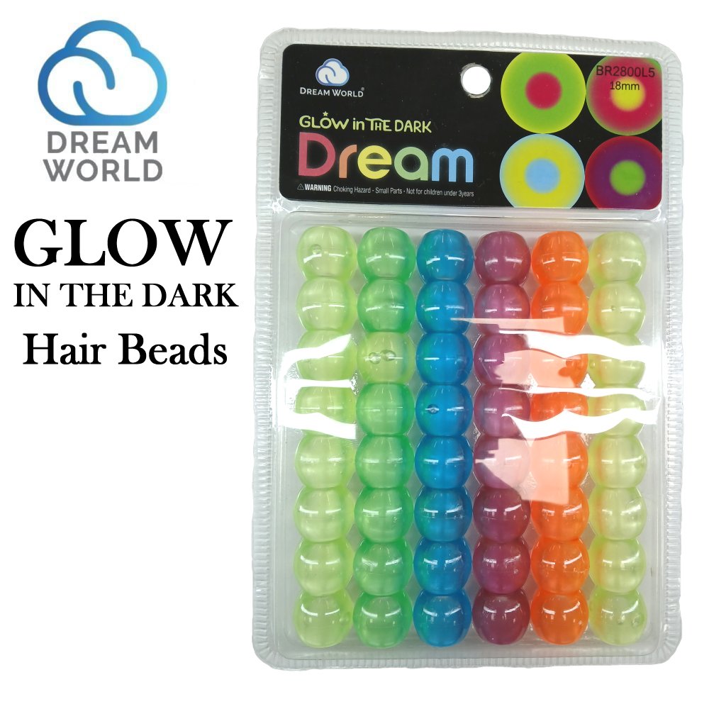 Dream World Glow in the Dark Hair Beads, 48 beads (BR2800L5)
