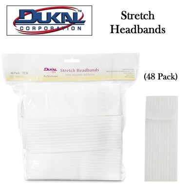 Dukal Stretch Headbands, 48 Pack, White (900552)