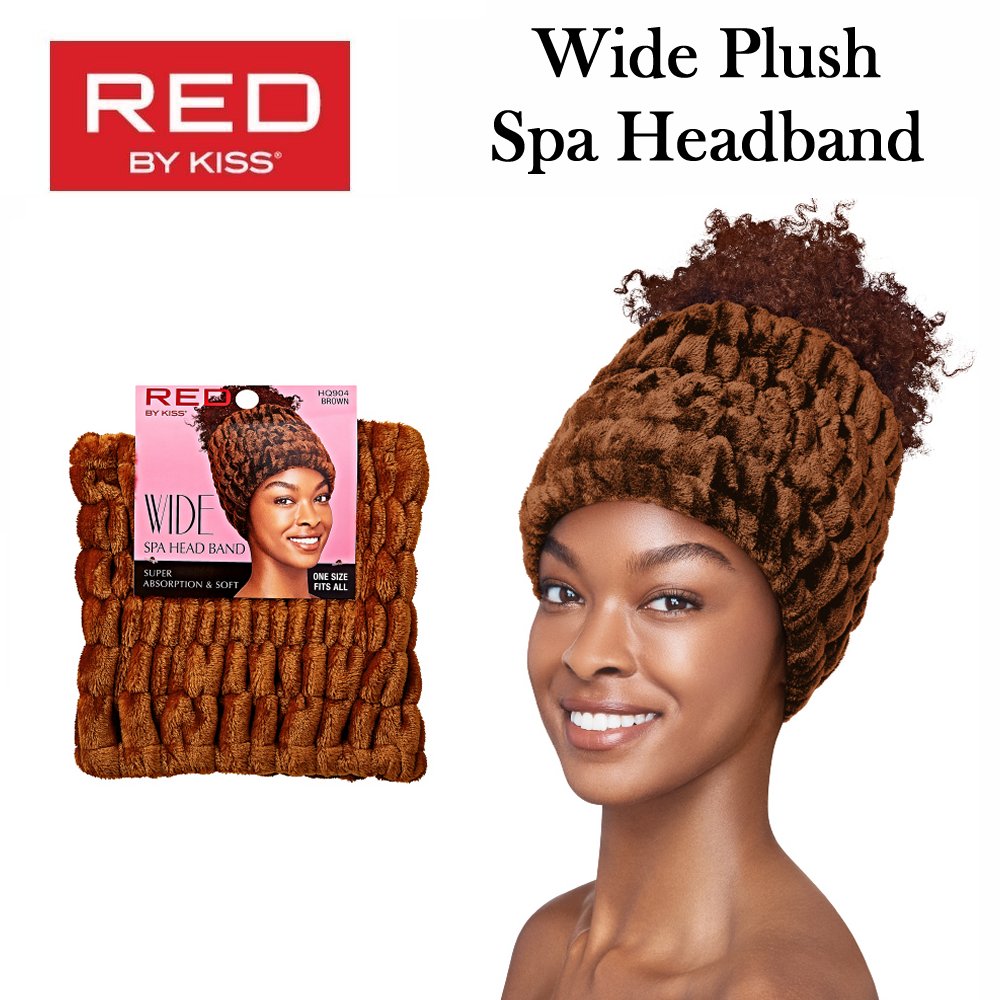 RED by KISS Headband, Wide Plush Spa Headband, Brown (HQ904)