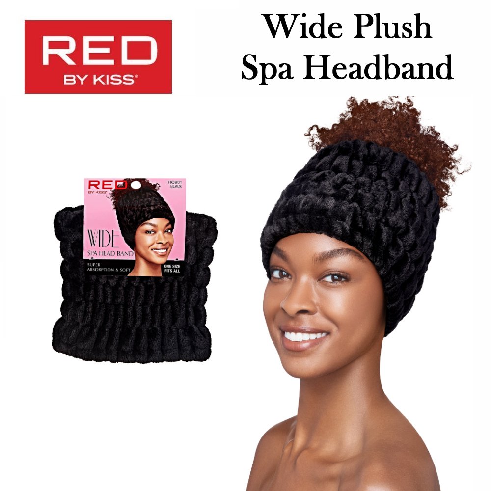 RED by KISS Headband, Wide Plush Spa Headband, Black (HQ901)