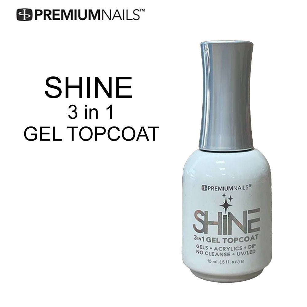 Premium Nails SHINE 3 in 1 Gel Topcoat, 0.5 oz