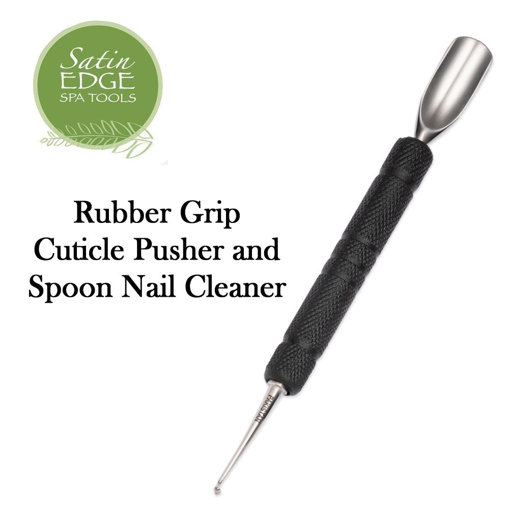 Satin Edge Rubber Grip Cuticle Pusher and Spoon Nail Cleaner (SE2091)