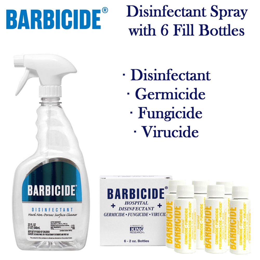 Barbicide Disinfectant Spray with 6 Fill Bottles