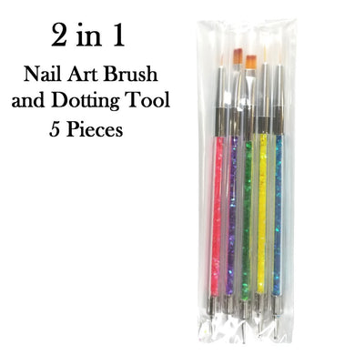 2 in 1 Nail Art Brushes and Dotting Tools 5 Pieces