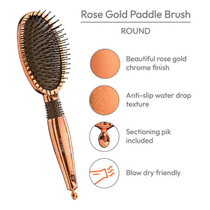 Red by Kiss Rose Gold Chrome Round Paddle Brush (HH35)