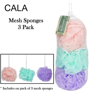 Cala Bath Mesh Sponges, 3 Pieces (Laender/Mint/Pink)