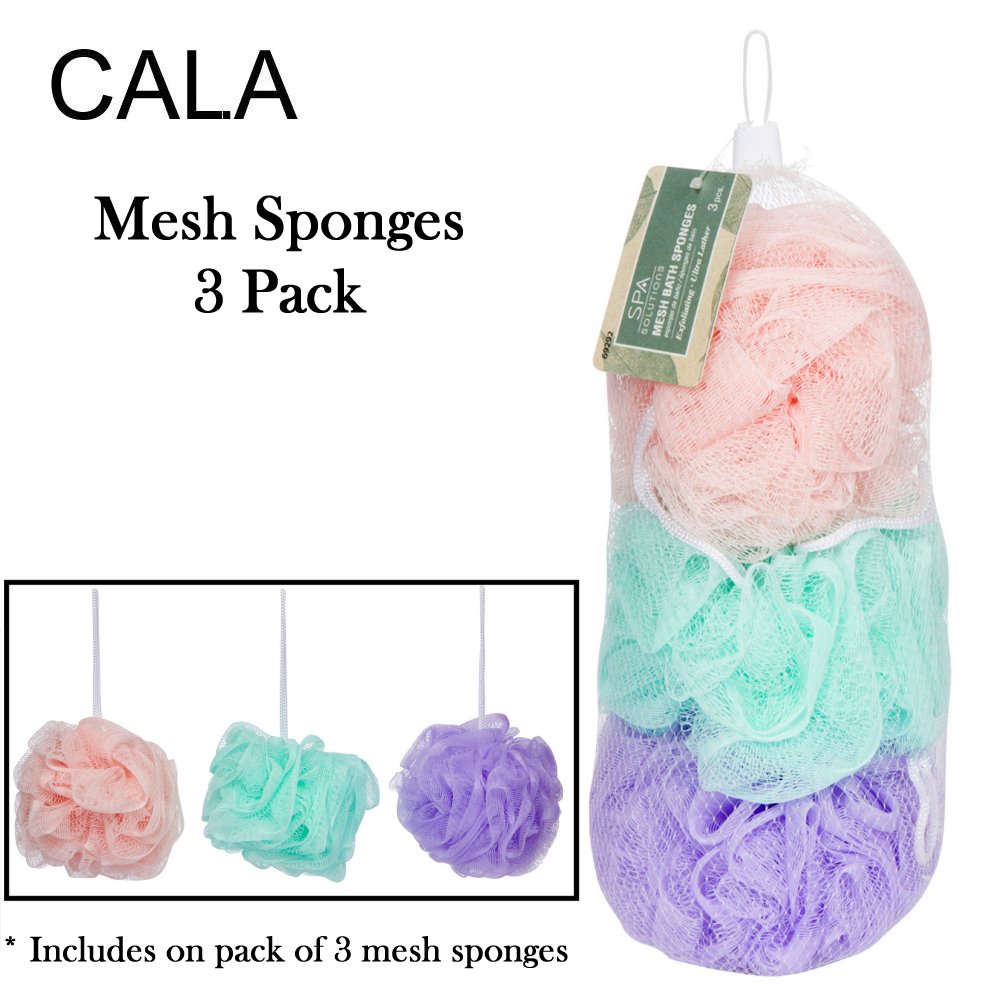 Cala Bath Mesh Sponges, 3 Pieces (Laender/Mint/Pink)