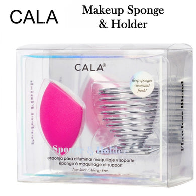 Cala Makeup Sponge, Pink Beauty Blending Sponge & Holder (76284)