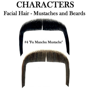 Characters Facial Hair, Mustache #4 "Fu Manchu" (Black or Brown)