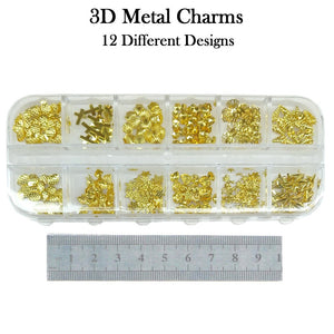 Nail Charms - 3D Metal Nail Charms - 12 Assorted Designs (Seashells and more)