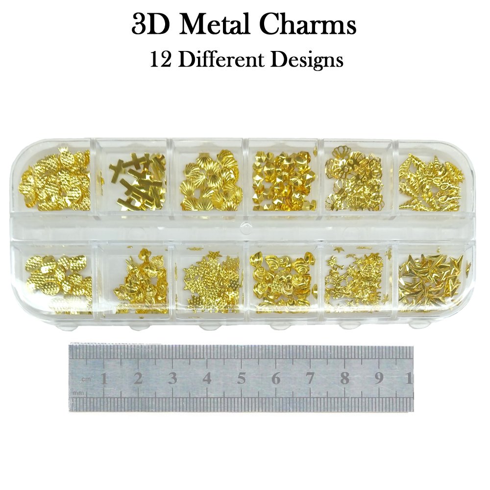 Nail Charms - 3D Metal Nail Charms - 12 Assorted Designs (Seashells and more)