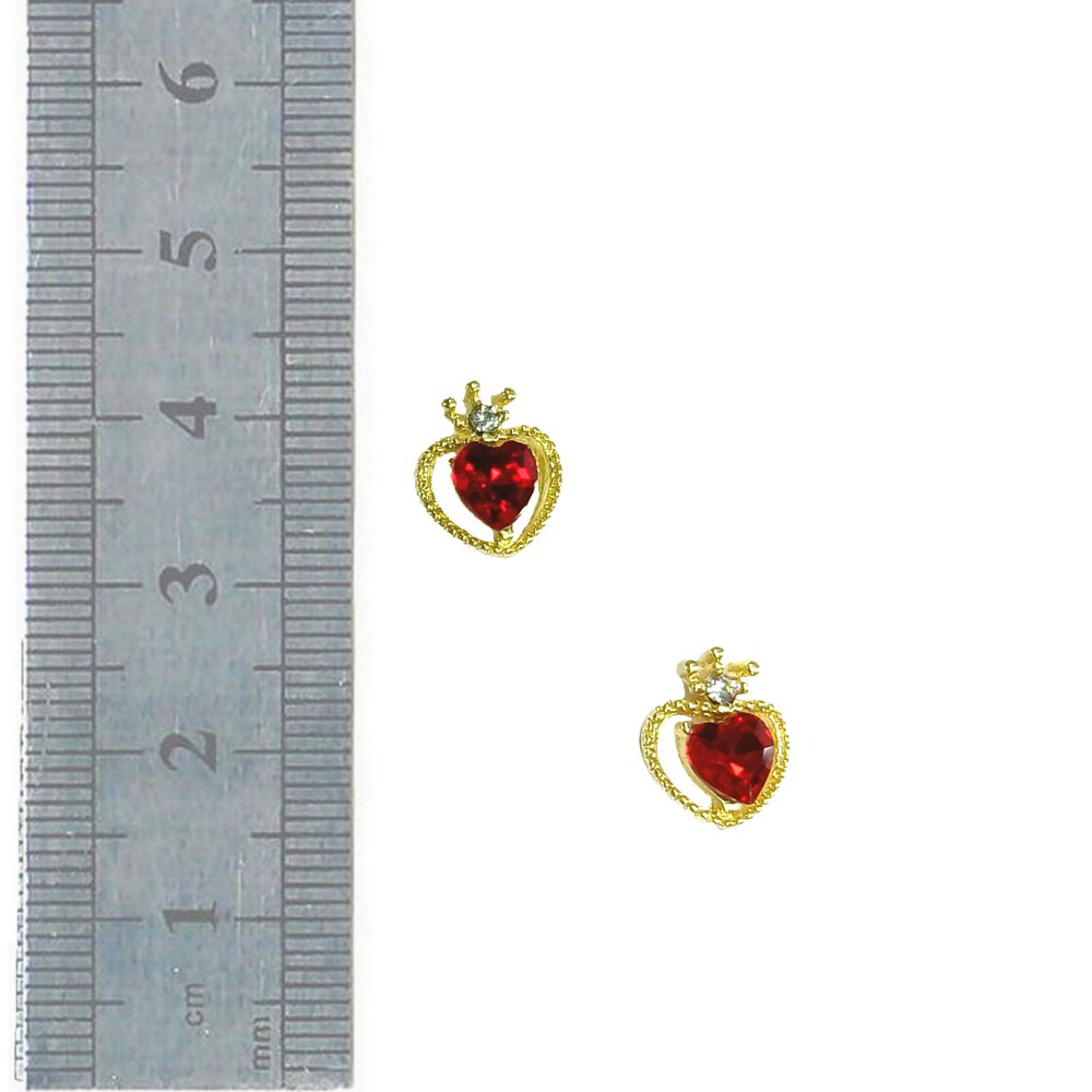 Nail Charms - Hearts, 2 Red Crystal Hearts (Clear Pack 06)