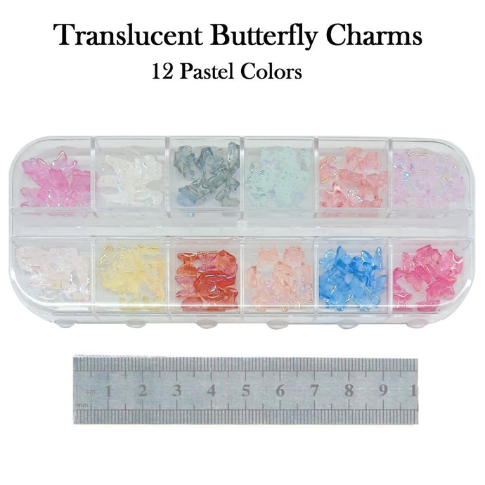 Nail Charms - Translucent Butterfly Charms - 12 Pastel Colors