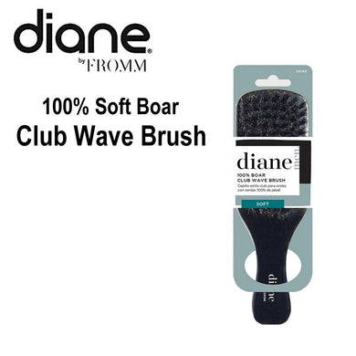 Diane Brush, Men 100% Soft Boar Club Wave Brush, Black (D8168)