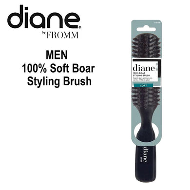 Diane Brush, Men 100% Soft Boar Styling Brush, Black (D8166)