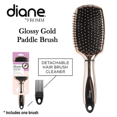 Diane Brush, Glossy Gold Square Paddle Brush (D1440)