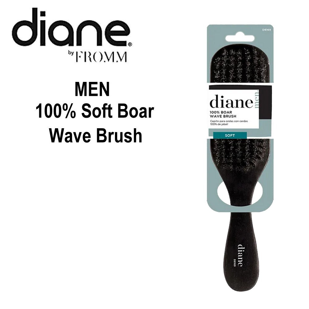 Diane Brush, Men 100% Soft Boar Wave Brush, Black (D8169)