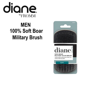 Diane Brush, Men 100% Soft Boar Military Brush, Black (D8167)