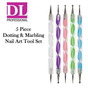 DL Professional 5 Piece Nail Art Dotting and Marbling Tool Set (DL-C185)