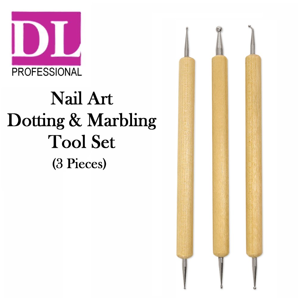 DL Professional 3 Piece Nail Art Dotting and Marbling Tool Set (DL-398)