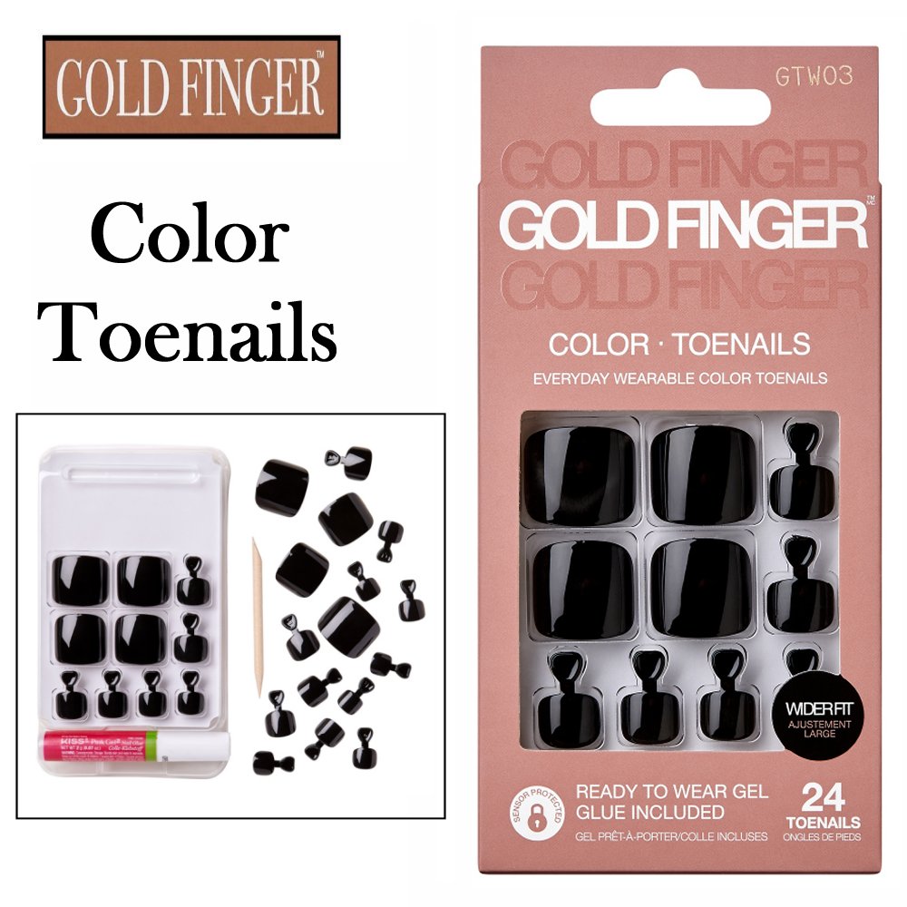 Gold Finger Color Toenails - Black (GTW03)