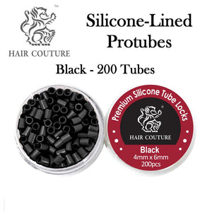 Hair Couture Premium Silicone Tube Locks, Black (200 Tubes)