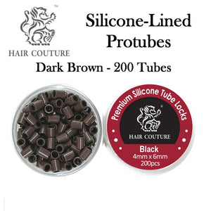 Hair Couture Premium Silicone Tube Locks, Dark Brown (200 Tubes)