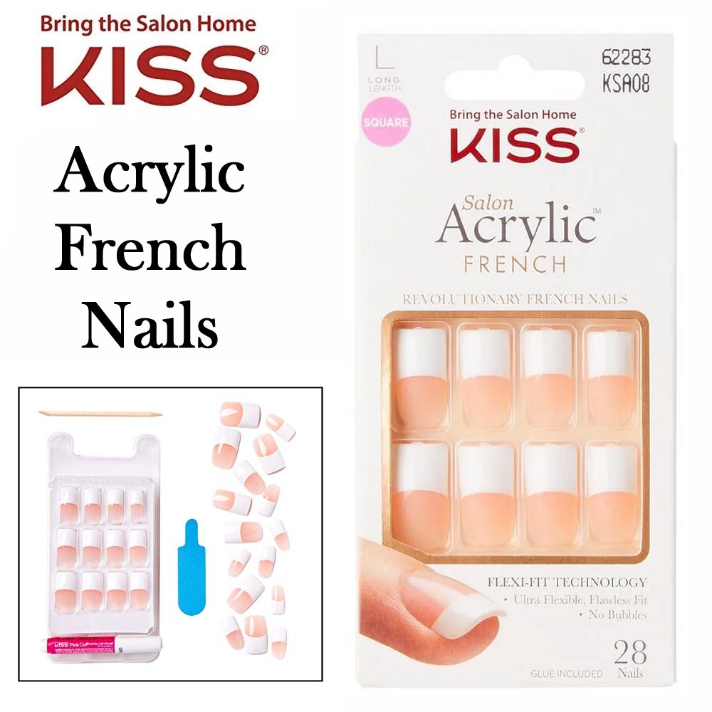 Kiss Revolutionary Salon Acrylic French Nails KSA08 Kiss Revolutionary Salon Acrylic French Nails KSA08