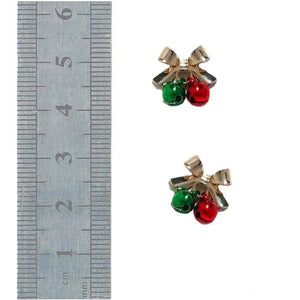 Nail Charms - Christmas 39 (Red and Green Jingle Bells with Gold color Ribbon)