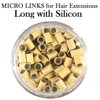 Hair Extension Micro Ring - Long with Silicon - 200 pieces (3.75mm x 5.5mm)
