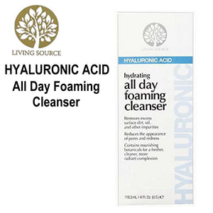 Living Source Hyaluronic Acid All Day Foaming Cleanser, 4 oz