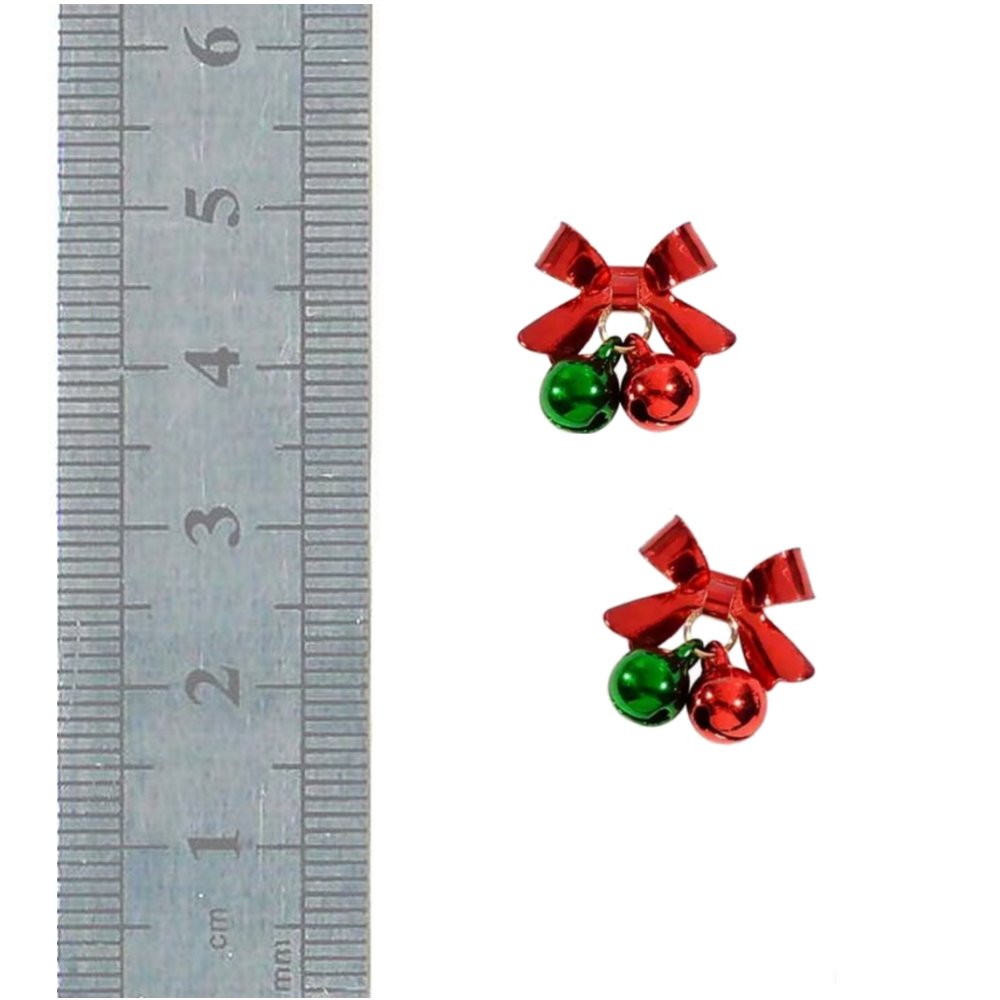 Nail Charms - Christmas 40 (Red and Green Jingle Bells with Red color Ribbon)