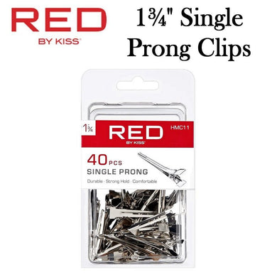 Red by Kiss Clip, Single Prong Hair Clip, 40 pieces (HMC11)